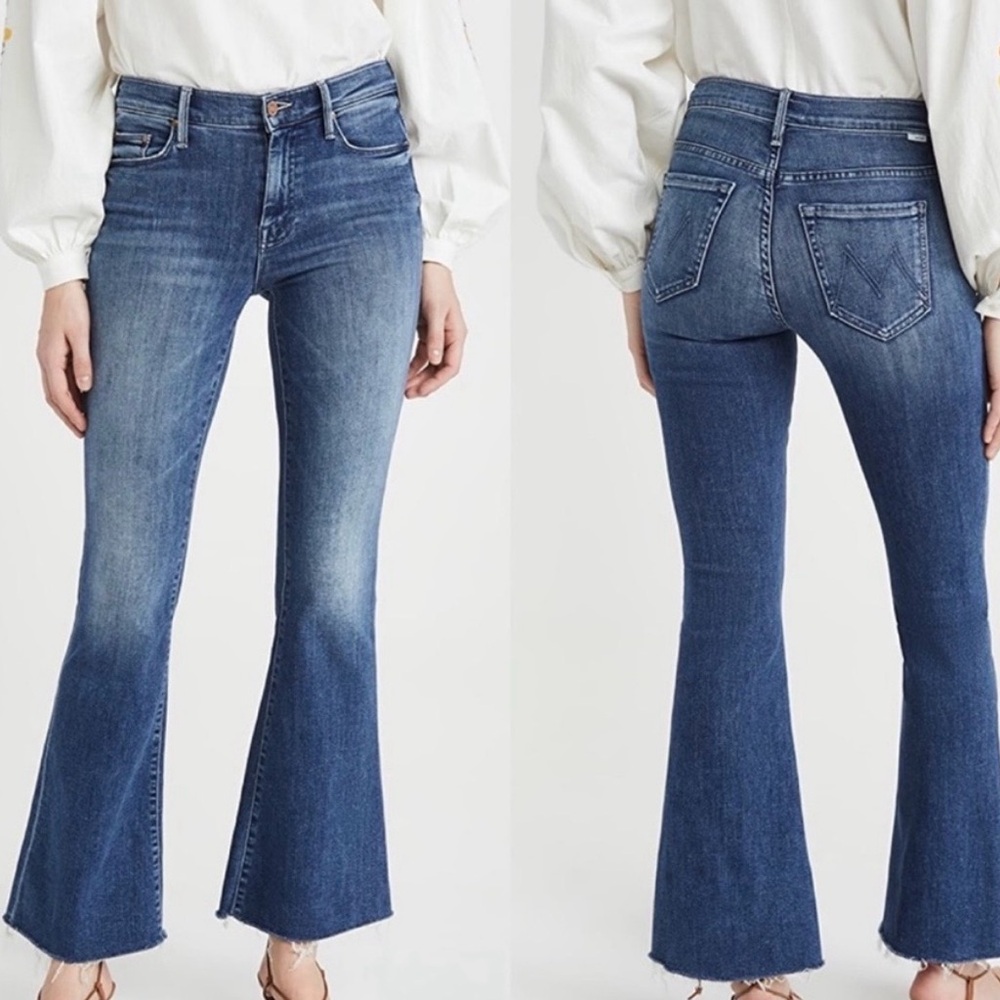 MOTHER Women's Blue Flare Wide-Leg Jeans
